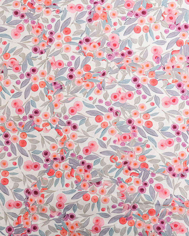 Tissu Viscose Ecovero Motif Floral Rose - Mercerine