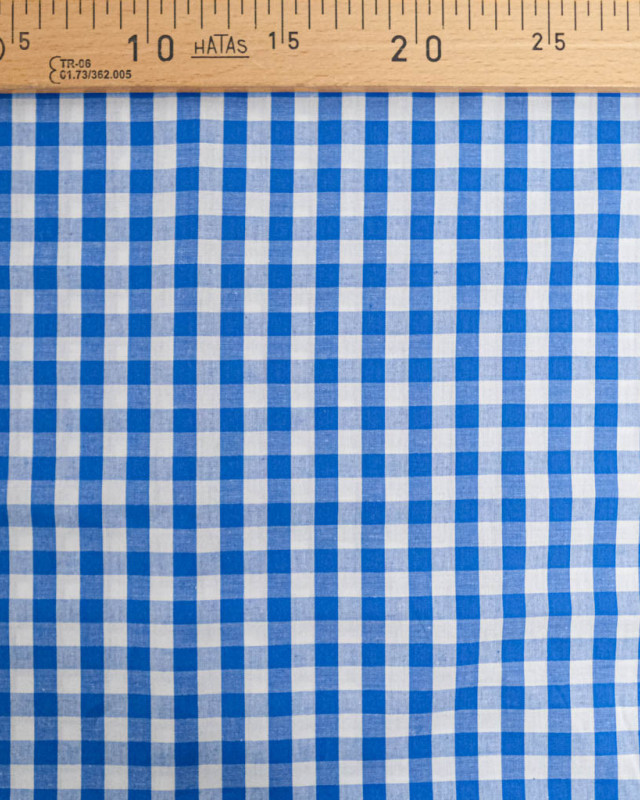 Tissu Coton Vichy Bleu Jean Moyens Carreaux - Mercerine