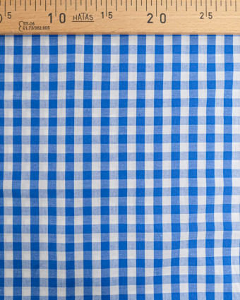Tissu Coton Vichy Bleu Jean Moyens Carreaux - Mercerine