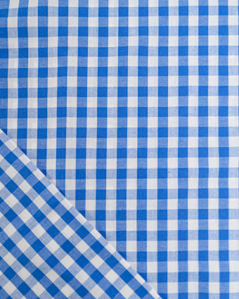 Tissu Coton Vichy Bleu Jean Moyens Carreaux - Mercerine