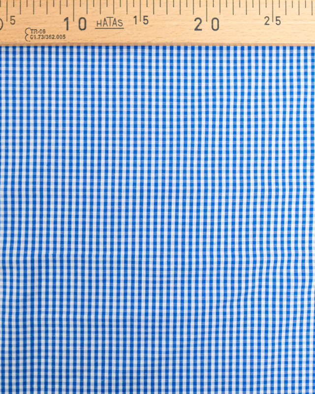 Tissu Coton Vichy Bleu Jeans Petits Carreaux - Mercerine