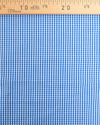 Tissu Coton Vichy Bleu Jeans Petits Carreaux - Mercerine