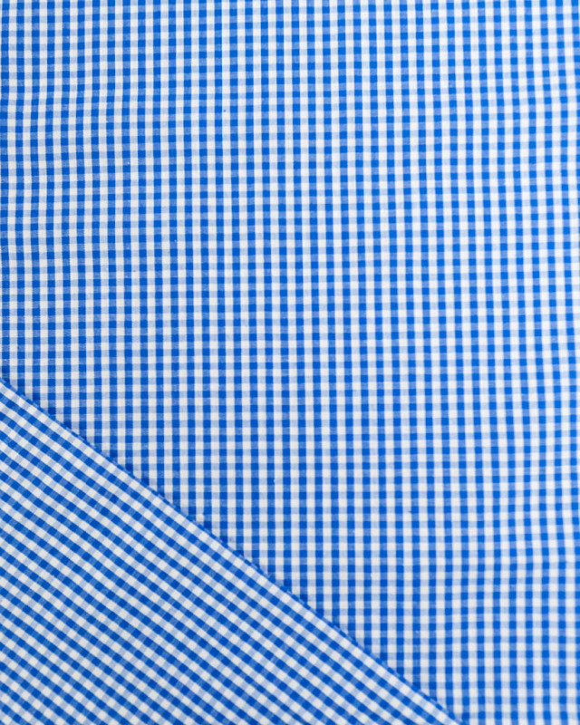 Tissu Coton Vichy Bleu Jeans Petits Carreaux - Mercerine
