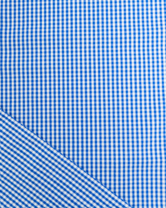 Tissu Coton Vichy Bleu Jeans Petits Carreaux - Mercerine