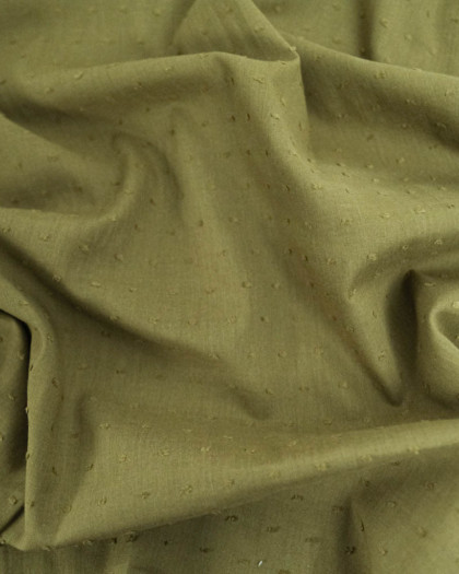Voile de Coton Plumetis Kaki - Oeko-Tex - Mercerine
