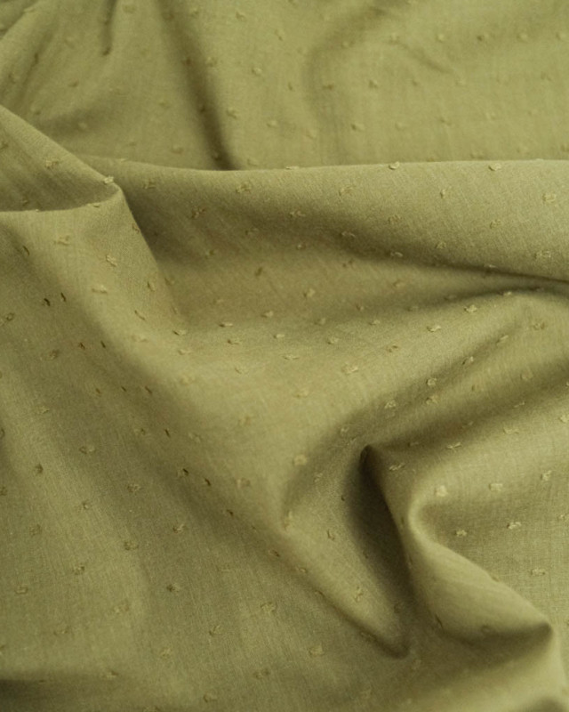 Voile de Coton Plumetis Kaki  - Mercerine