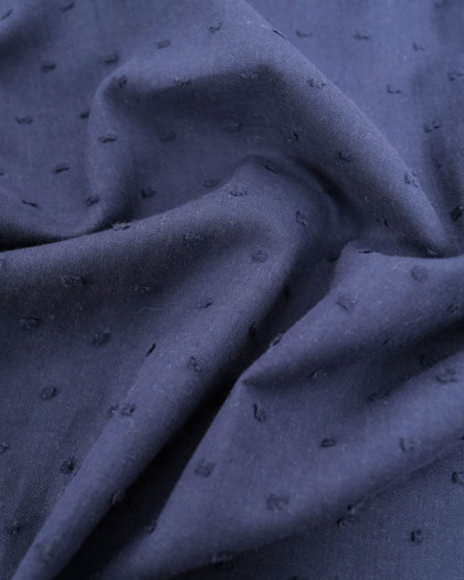 Voile de Coton Plumetis Navy - Oeko-Tex