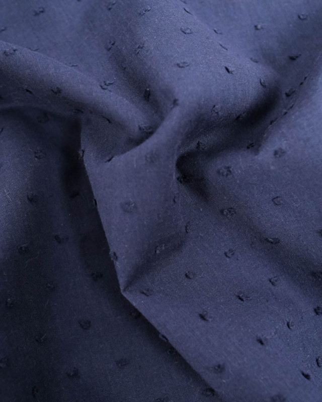 Voile de Coton Plumetis Navy  - Mercerine
