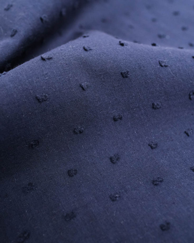 Voile de Coton Plumetis Navy  - Mercerine