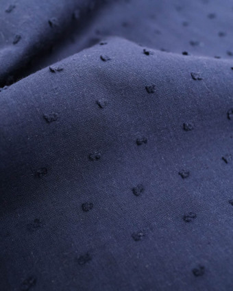 Voile de Coton Plumetis Navy  - Mercerine