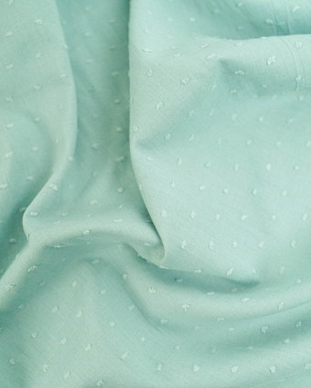 Voile de Coton Plumetis Bleu Aqua  - Mercerine