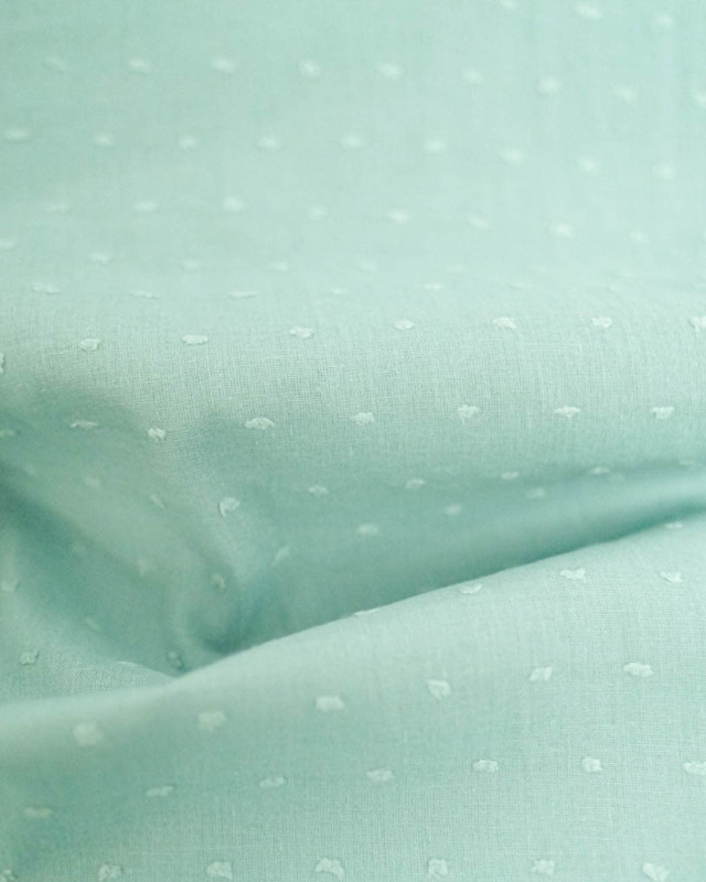 Voile de Coton Plumetis Bleu Aqua  - Mercerine
