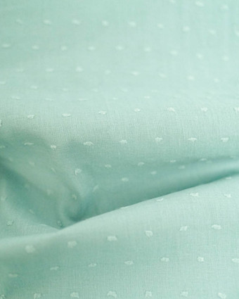 Voile de Coton Plumetis Bleu Aqua  - Mercerine