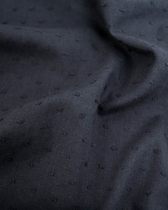 Voile de Coton Plumetis Noir  - Mercerine