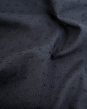 Voile de Coton Plumetis Noir  - Mercerine
