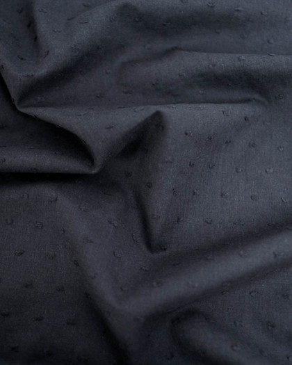 Voile de Coton Plumetis Noir - Oeko-Tex - Mercerine