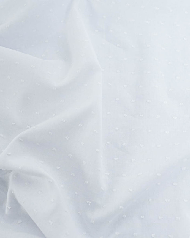 Voile de Coton Plumetis Blanc  - Mercerine