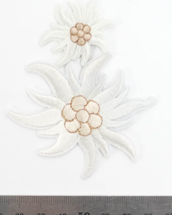 Ecusson Thermocollant Grand et petit edelweiss blanc - Mercerine