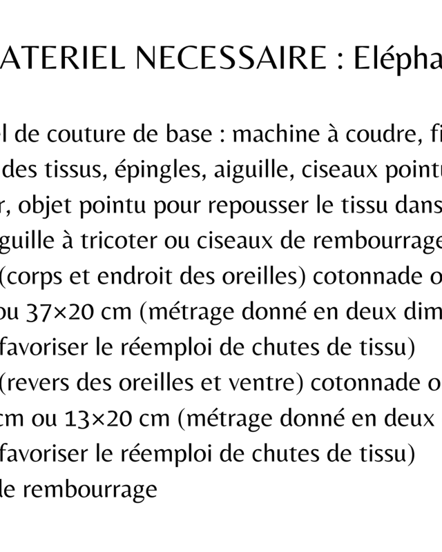 Patron Doudou Eléphant - Les Enchantées