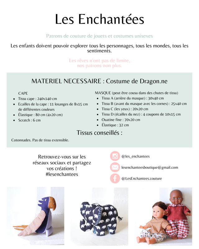 Patron Costume de Dragon.ne - Les Enchantées - Mercerine