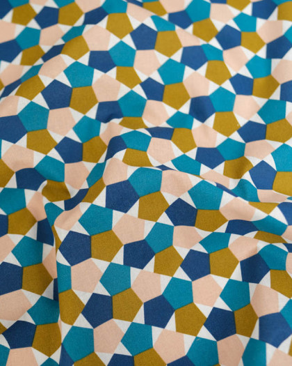 Tissu Coton Imprimé Fès Bleu - Mercerine