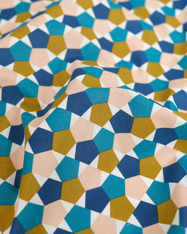 Tissu Coton Imprimé Fès Bleu - Mercerine
