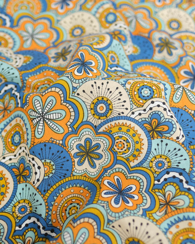 Tissu Coton Imprimé Chimère Bleu - Mercerine