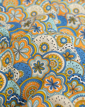 Tissu Coton Imprimé Chimère Bleu - Mercerine
