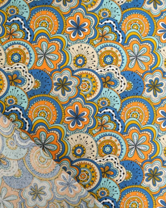 Tissu Coton Imprimé Chimère Bleu - Mercerine