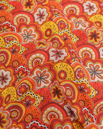 Tissu Coton Imprimé Chimère Rouge - Mercerine