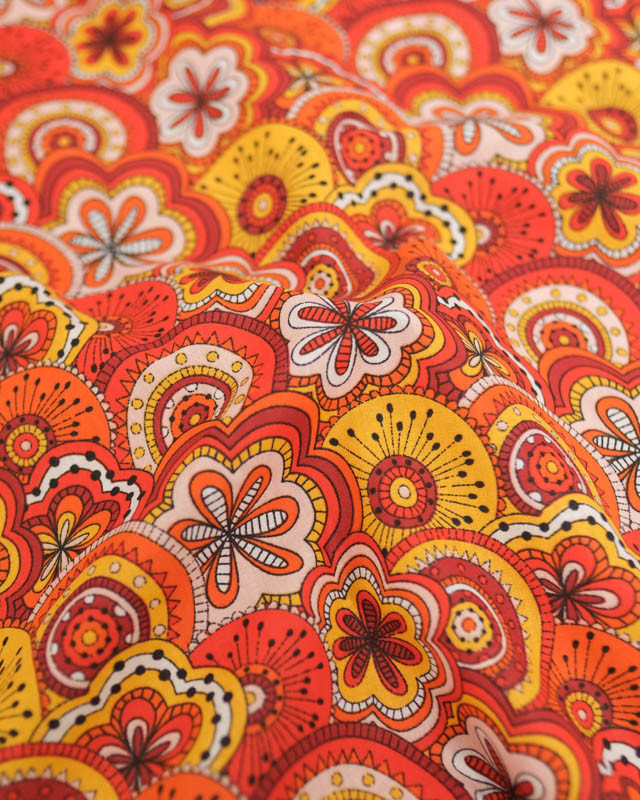 Tissu Coton Imprimé Chimère Rouge - Mercerine