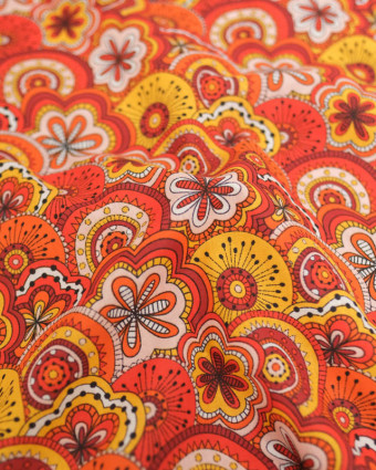 Tissu Coton Imprimé Chimère Rouge - Mercerine