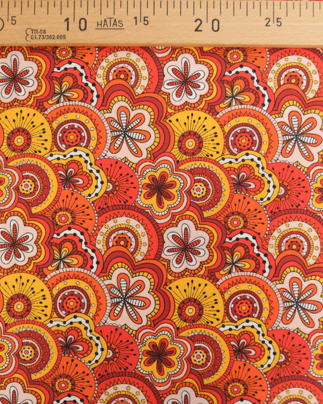 Tissu Coton Imprimé Chimère Rouge - Mercerine