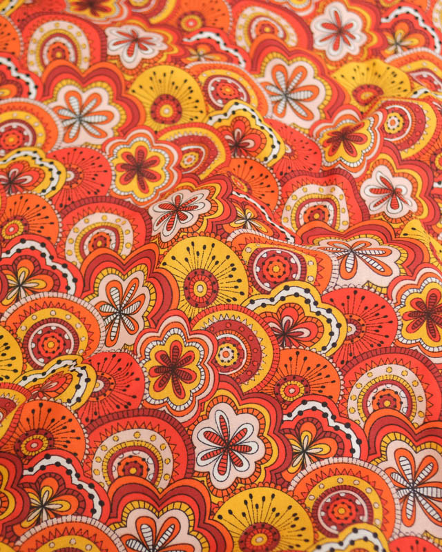 Tissu Coton Imprimé Chimère Rouge - Mercerine