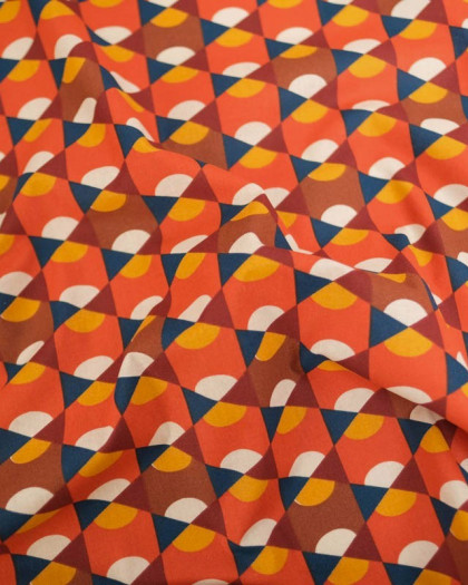 Tissu Coton Imprimé Epopée Orange - Mercerine