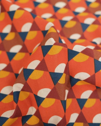 Tissu Coton Imprimé Epopée Orange - Mercerine