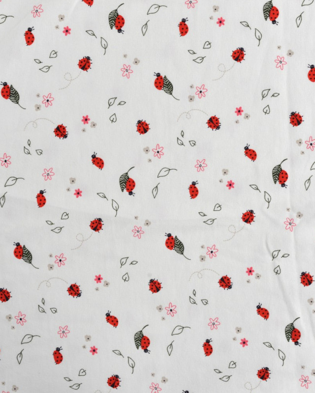 Tissu Jersey Imprimé Ecru Petite Coccinelle - Mercerine