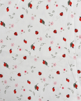 Tissu Jersey Imprimé Ecru Petite Coccinelle - Mercerine
