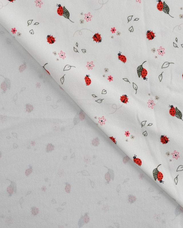 Tissu Jersey Imprimé Ecru Petite Coccinelle - Mercerine
