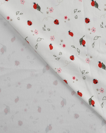 Tissu Jersey Imprimé Ecru Petite Coccinelle - Mercerine