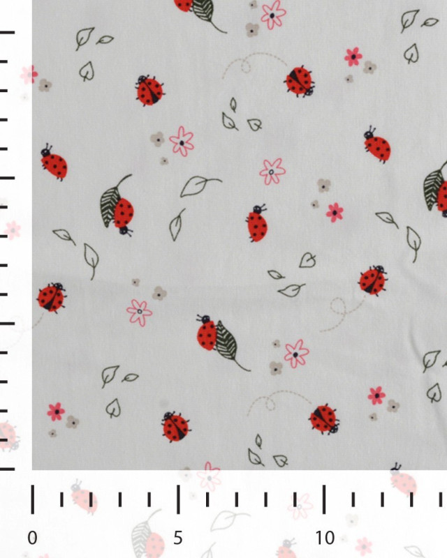 Tissu Jersey Imprimé Ecru Petite Coccinelle - Mercerine