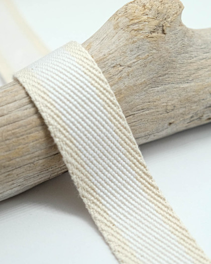 Sangle Coton Effet Lin Rayure Blanche - Mercerine