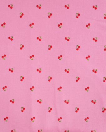 Tissu Jersey Imprimé Petites Cerises Rose - Mercerine