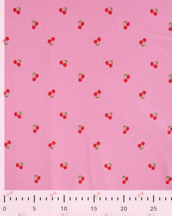 Tissu Jersey Imprimé Petites Cerises Rose - Mercerine