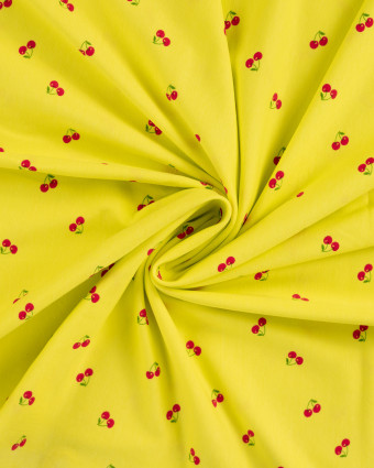Tissu Jersey  Imprimé Petites Cerises Jaune - Mercerine
