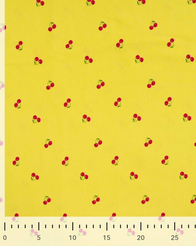 Tissu Jersey  Imprimé Petites Cerises Jaune - Mercerine