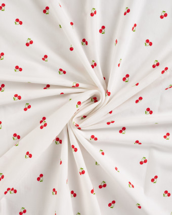 Tissu Jersey Imprimé Petites Cerises Ecru - Mercerine