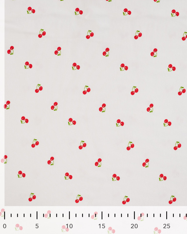 Tissu Jersey Imprimé Petites Cerises Ecru - Mercerine