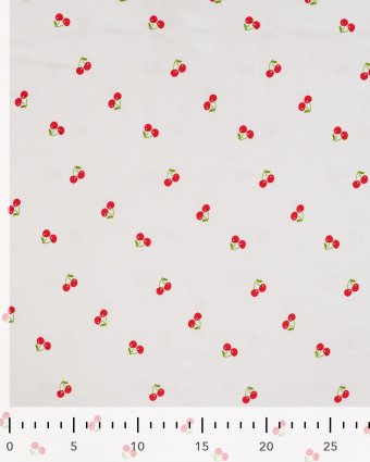 Tissu Jersey Imprimé Petites Cerises Ecru - Mercerine