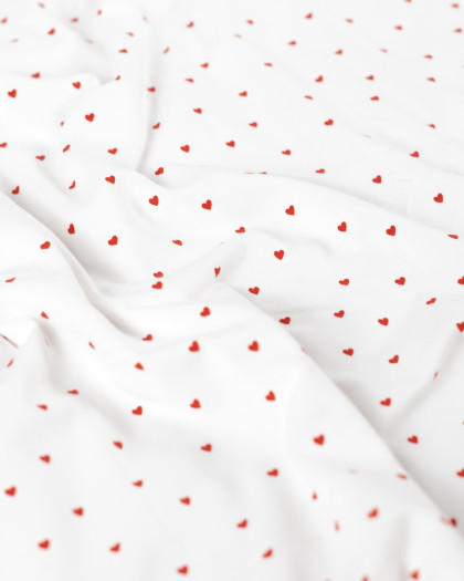 Tissu Jersey Imprimé Petits Cœurs Ecru - Mercerine
